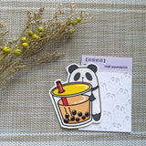 香港原創- 可愛熊貓大貼紙 2張入- 【雞蛋仔】+【珍珠奶茶】