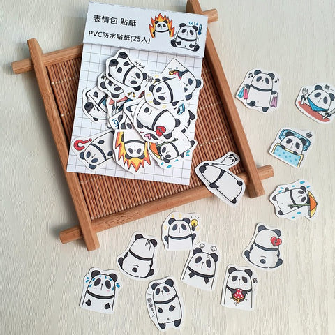 香港原創-【可愛熊貓表情貼紙包】手繪貼紙 | 25個入